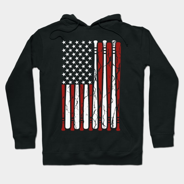 American Flag Baseball Men Boys Apparel Dad 4th July Hoodie by binnacleenta